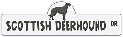שלט רחוב Deerhound Scottish | מקורה/חיצוני | חובב כלבים עיצוב בית מצחיק למוסכים, חדרי מגורים,